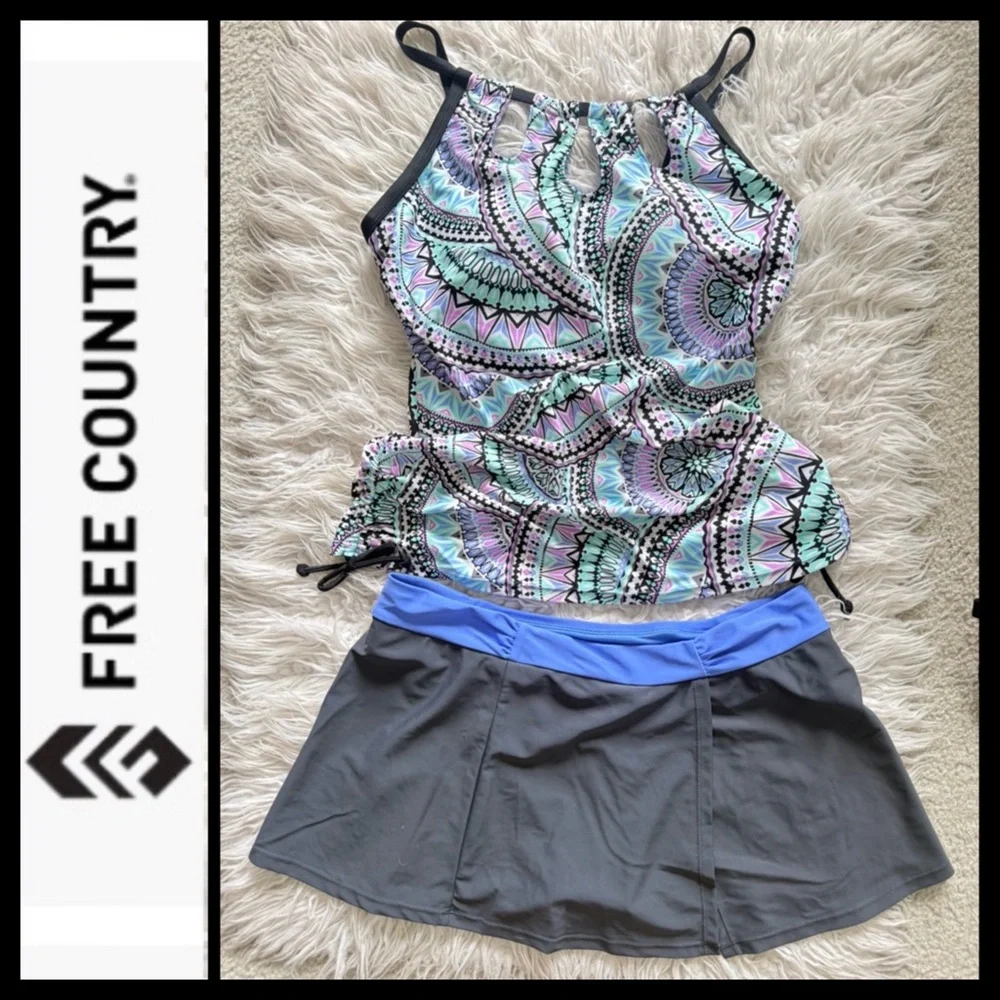 NWOT Free Country Front Slit Swim Skirt